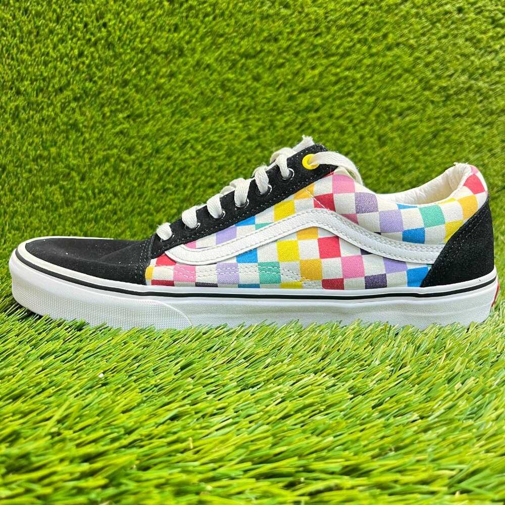 Vans Old Skool Primary Check Mens Size 10.5 Black White Walking Shoes Sneakers - Picture 3 of 11
